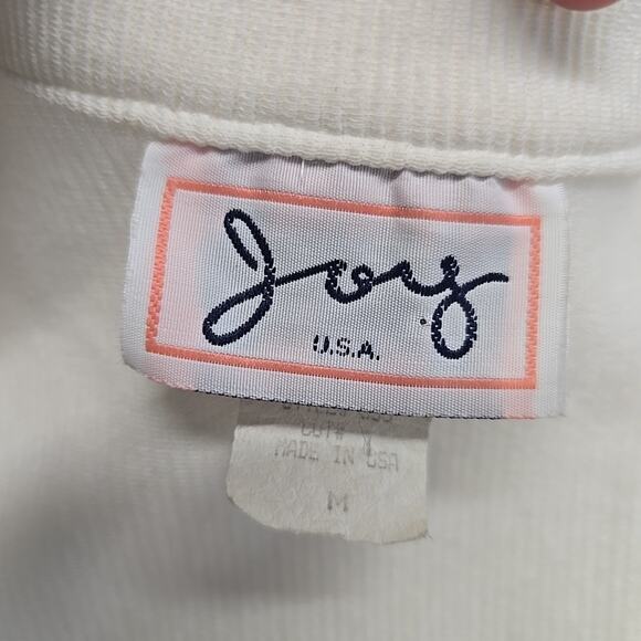 Vtg Joy USA White Ribbed Bodycon Dress Sz M Fringe Beaded Collar Dolly Parton - Picture 8 of 9